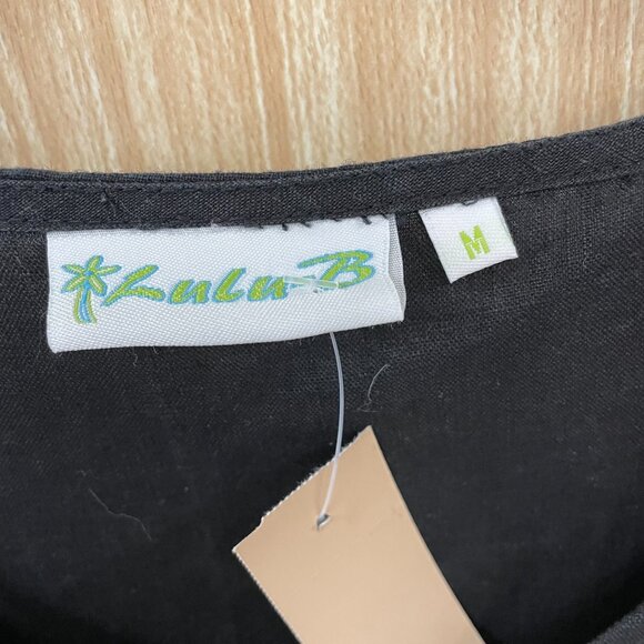 Lulu B Black Linen Top Size Medium - Picture 2 of 5